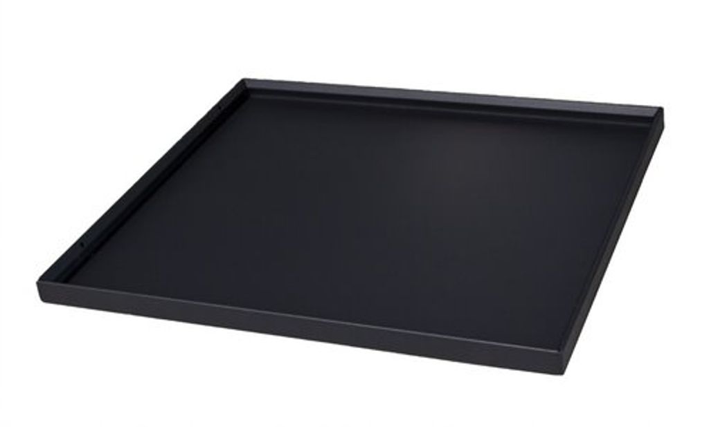 A black square tray with raised edges, shown from a slightly elevated angle against a white background.