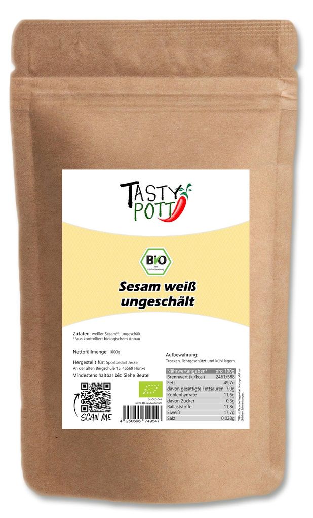 Tasty Pott  Sesam weiß - Sesam ungeschält - im Beutel Produktbild 