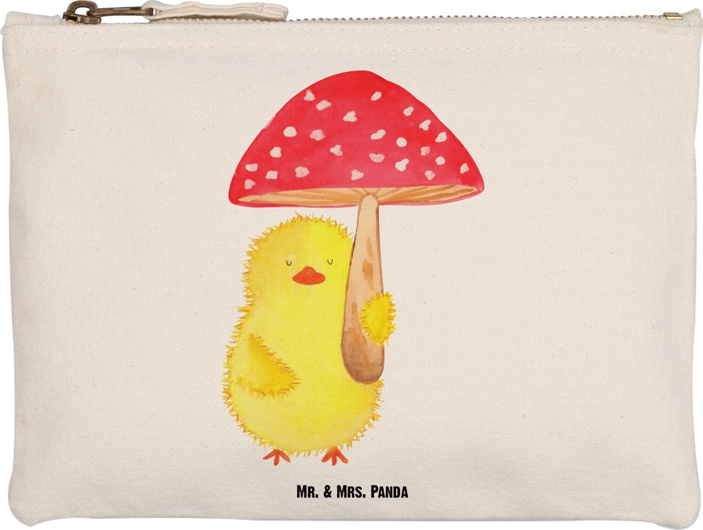 Mr. & Mrs. Panda pencil case Küken Fliegenpilz Größe M - Weiß - Geschenk, Make-Up Tasche, Federtasche, Ostergrüße, Mäppchen, kosmetiktäschc...