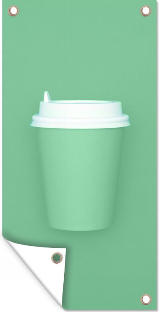 MuchoWow 40x80 cm Outdoor-Poster Gartendeko Sichtschutz Garten Poster für den Garten Mintgrüner Kaffeebecher