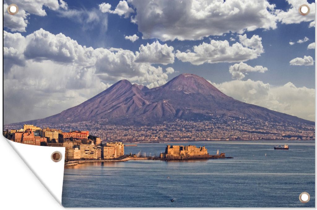 MuchoWow 60x40 cm Outdoor-Poster Gartendeko Sichtschutz Garten Poster für den Garten Architektur - Meer - Berge - Neapel