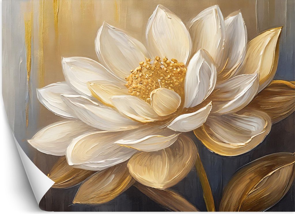 Vlies fototapete Gold bemalte Blumen Glamour 350x245 cm Feeby Gold inkl. Kleber einfache Montage