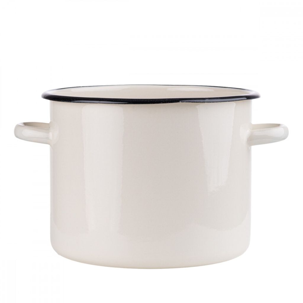 Emaille Topf 5L beige creme Kochtopf Universaltopf Suppentopf Induktion 22cm 5,5L