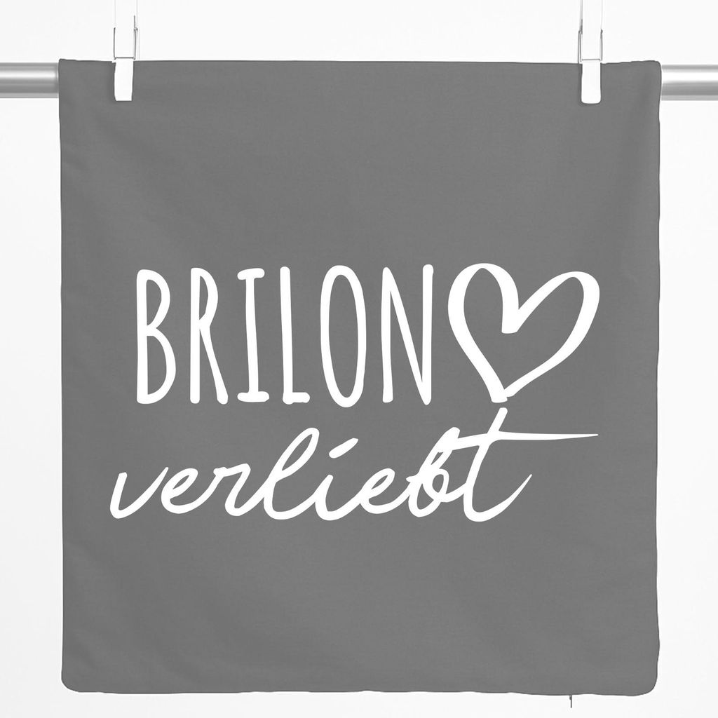 Huuraa Kissenbezug Brilon verliebt 40x40cm Steel Grey Baumwolle Dekokissenbezug Geschenkidee