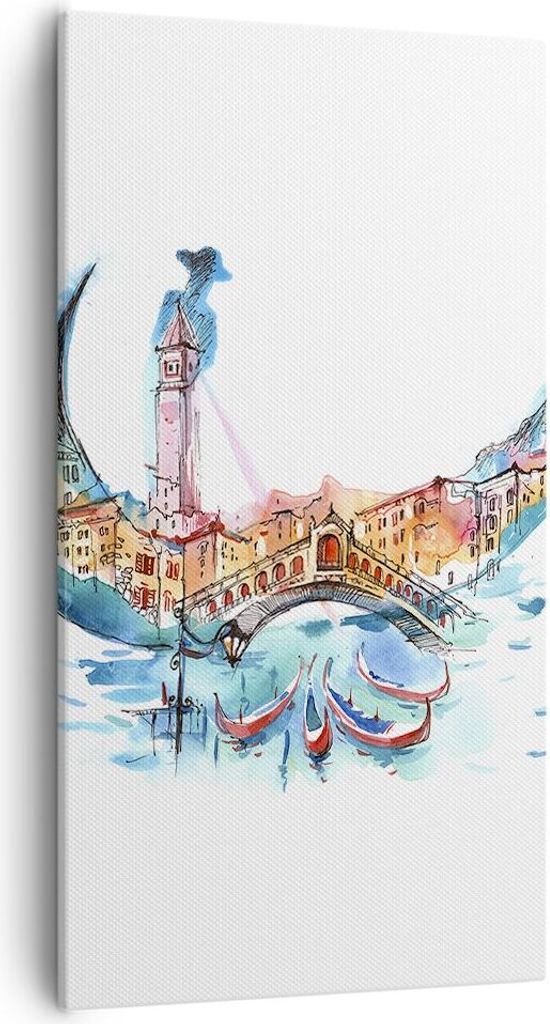 Bild auf Leinwand - Leinwandbild - Gondel Gondoliere illustration Kultur - 55x100cm - Wand Bild - Wanddeko - Leinwanddruck - Bilder - Kunstdruck - ...