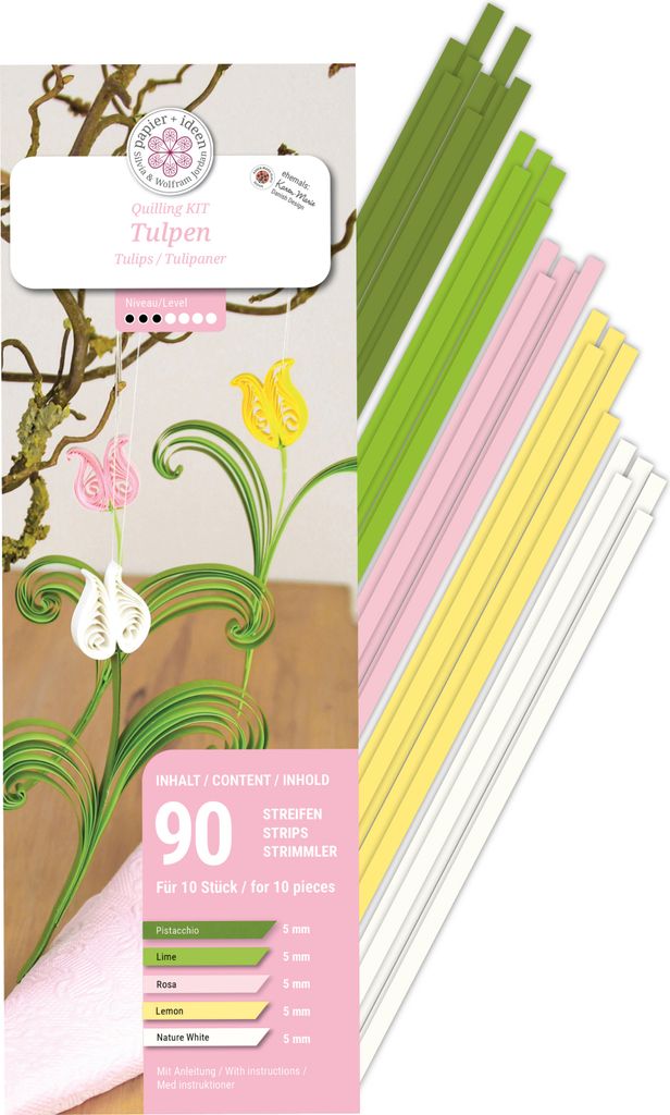 Frühlings-Quilling-Set Tulpen 12 cm, Papierstreifen 5 mm x Produktbild 