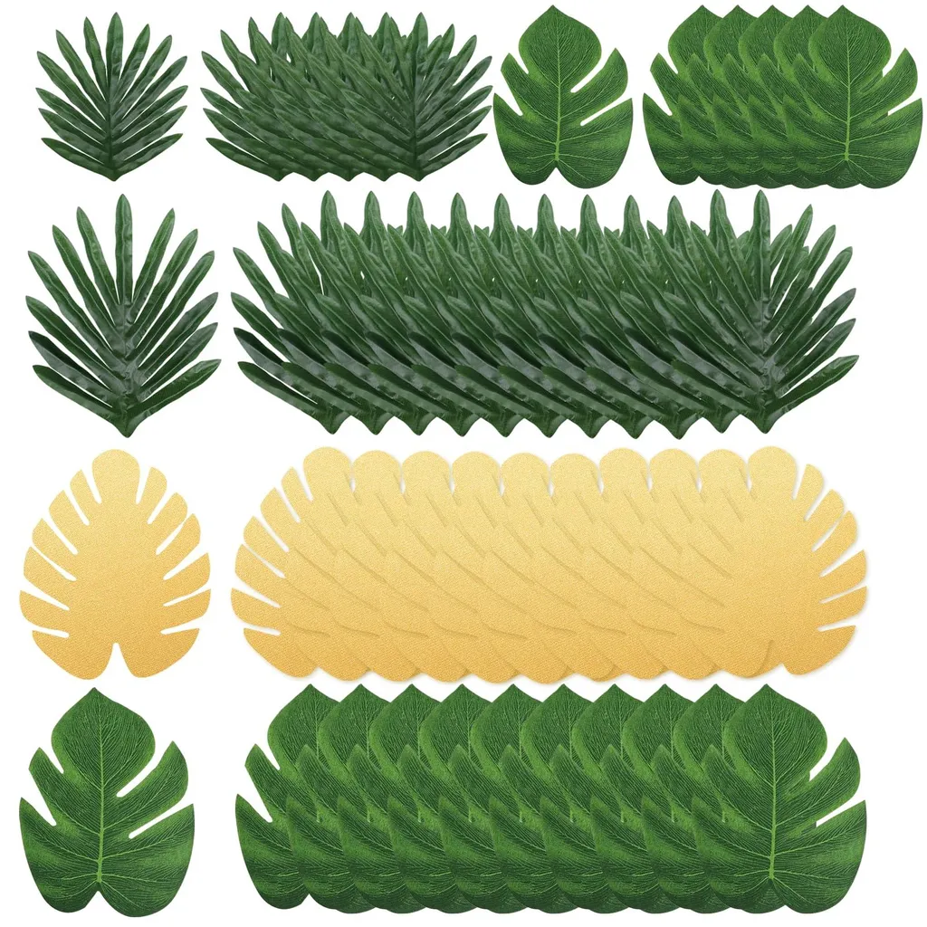 Feuilles Tropicales Artificielles - Pack de 50 avec Tiges Flexibles