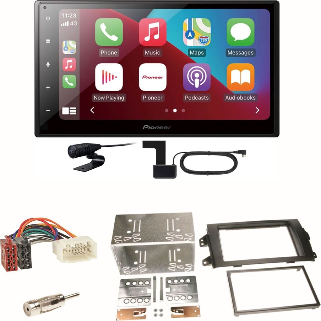 Pioneer SPH-DA160DAB Android Auto CarPlay Einbauset für Suzuki SX 4 Fiat Sedici