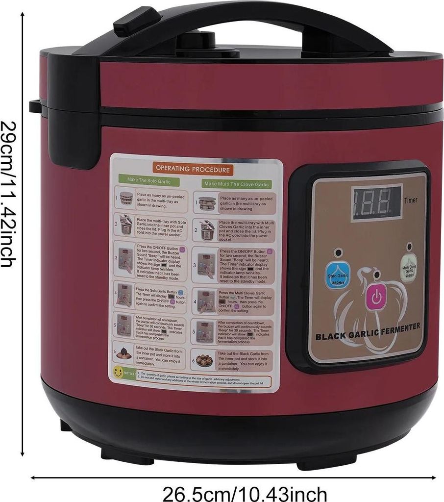 Schwarzer Knoblauch Fermenter - 5 l Gärgerät - Automatisch - Joghurt, Kimchi, Natto, Obstwein, Essig