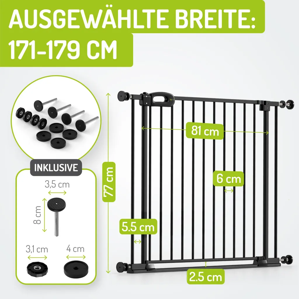 Barrière bébé sans perçage extra plate BOMI Merle FlatStep noire xl - 2