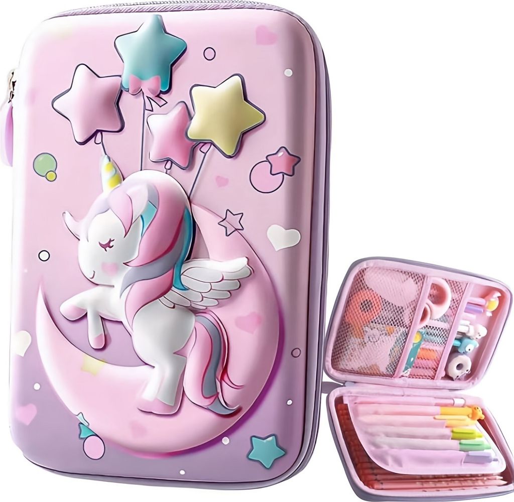 3D Schulmäppchen Einhorn Lila für Kinder KP37076 Produktbild 