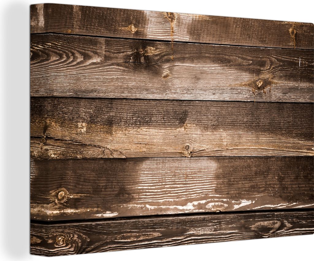 OneMillionCanvasses - Leinwandbilder - 150x100 cm, Regale - Holz - Dunkel, Wandbilder Kunstdruck Wanddekoration - Foto auf Leinwand - Gemälde au...