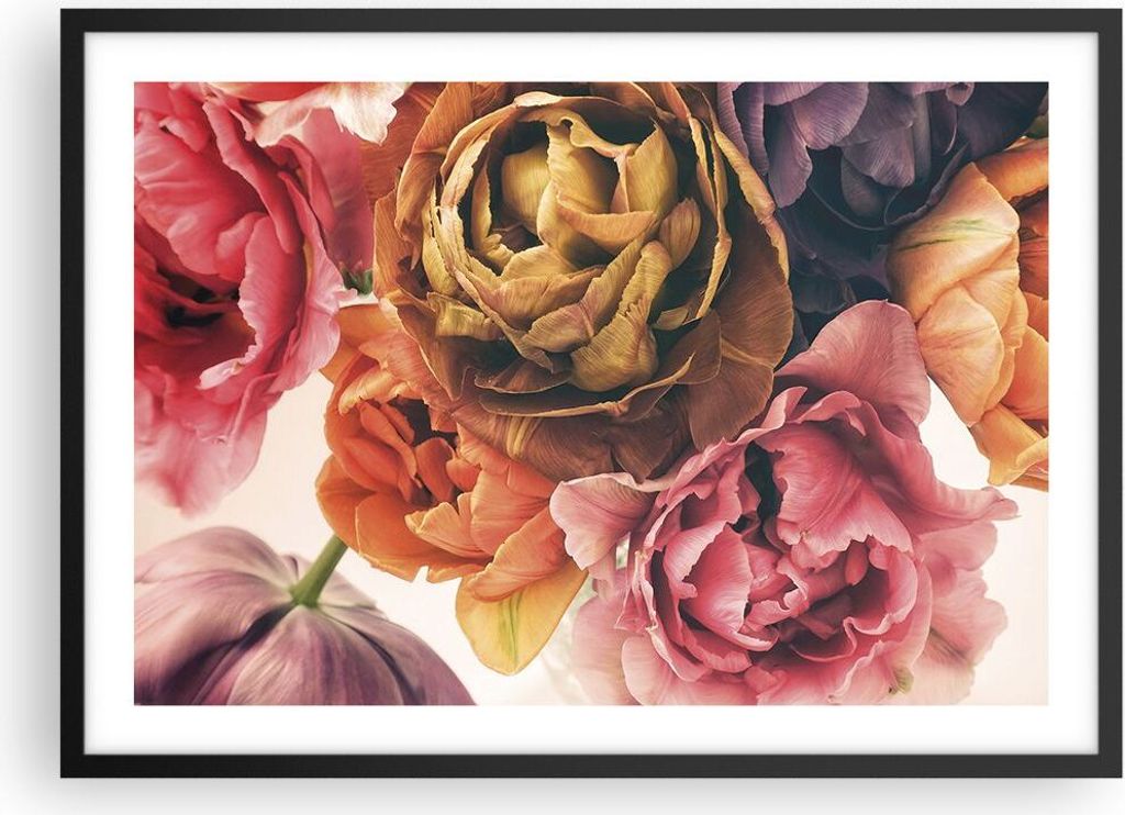 Gerahmtes Poster - Schwarzer Rahmen - Blumenstrauß Blumen Braut - 70x50 cm - Wand Bild - Wanddeko - Wandbilder - Kunstposter - Wandposter - Bilder...