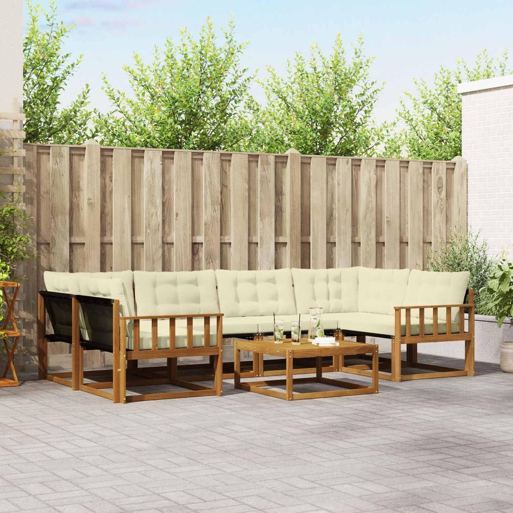 "Neues Produkt" Outdoor-Sofagarnitur ANTI-UV - CLORIS - mit Kissen - 7 pcs - Natur und Creme - Modern Gartensofas V681