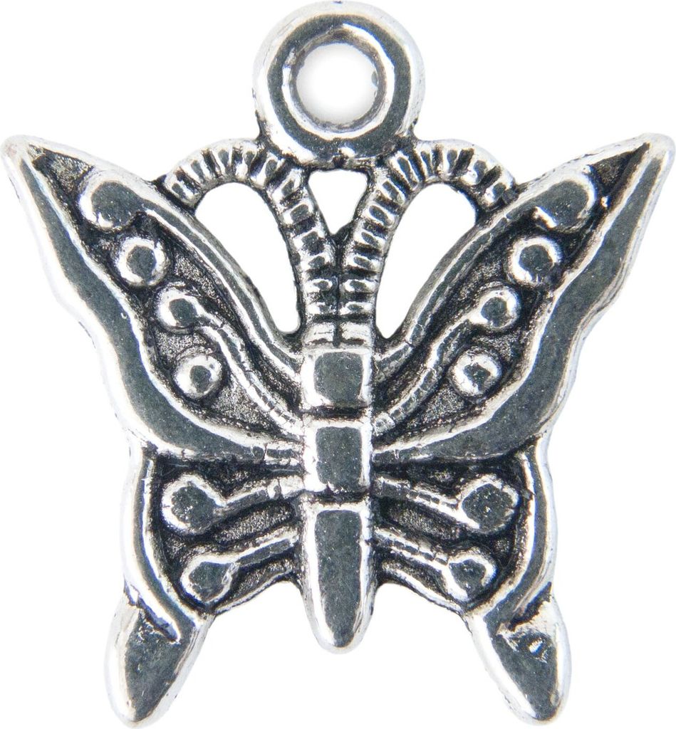 5 Charm Anhänger 'Schmetterling', 16 x 17 mm, altsilber