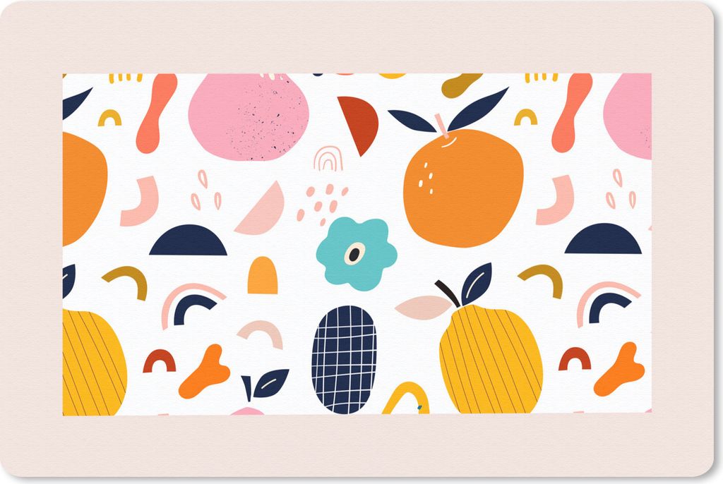 MuchoWow Schreibtischunterlage Blumen - Obst - Muster - Pastell - Rosa 60x40 cm - XXL Mauspad - Großes Mauspad