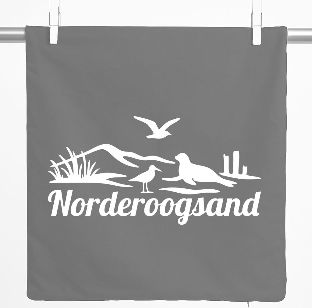 Huuraa Kissenbezug Norderoogsand Strandmotiv 40x40cm Steel Grey Baumwolle Dekokissenbezug Geschenkidee