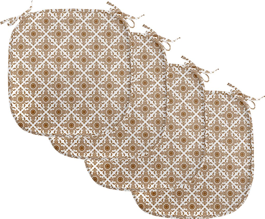 ABAKUHAUS Ethnisch Polster für Esszimmerstühle, Abstrakte Linien Dots Folk, Dekoratives wasserfestes Kissen mit Riemen für Küchensitze, 40 cm x...