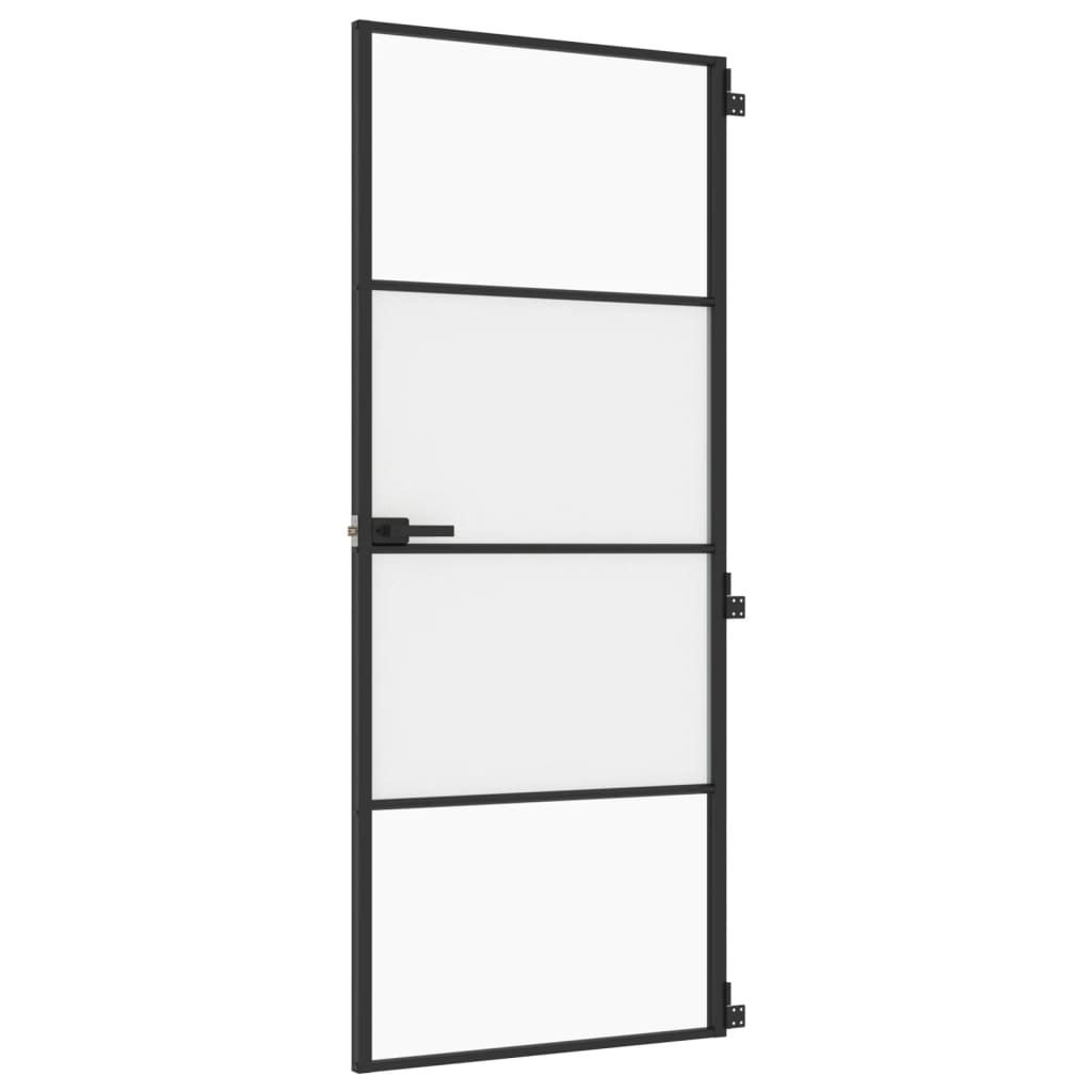 Innentür Schlank Schwarz 83x201,5 cm Hartglas & Aluminium