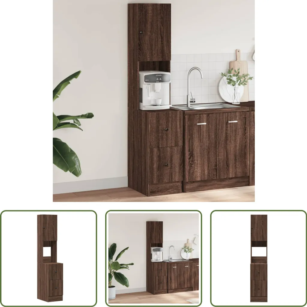 The Living Store Armadio da cucina look rovere marrone 35x50x180 cm materiale legno