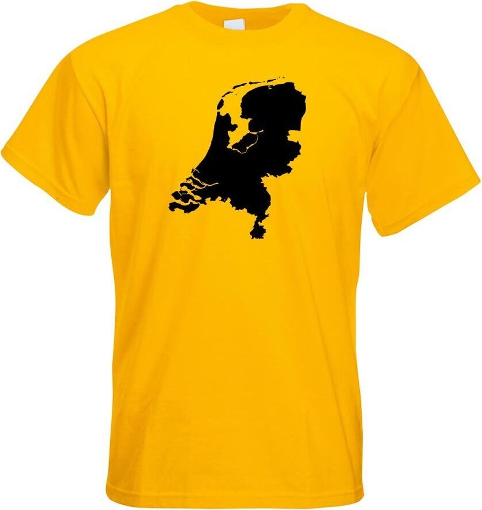 Kiwistar - T-Shirt - gelb - Niederlande Umriss Kontur Herren Funshirt Bedruckt Design Sprüche Spruch Motive - mit Motiv Bedruckt - Funshirt Design...