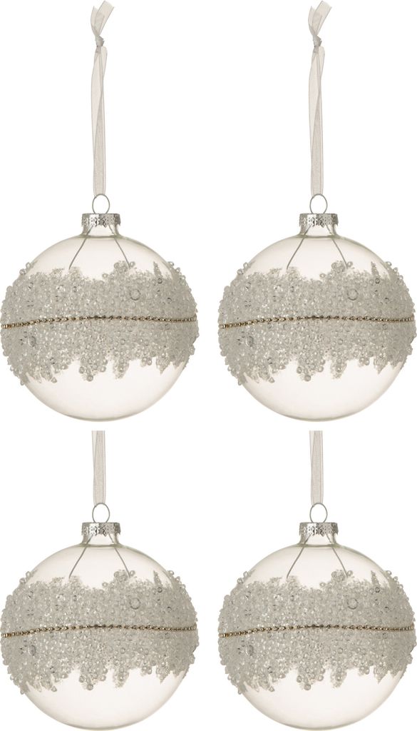 J-Line Dose Von 4 Weihnachtskugel Zucker Mitte Diamant Linie Glas Transparent Medium