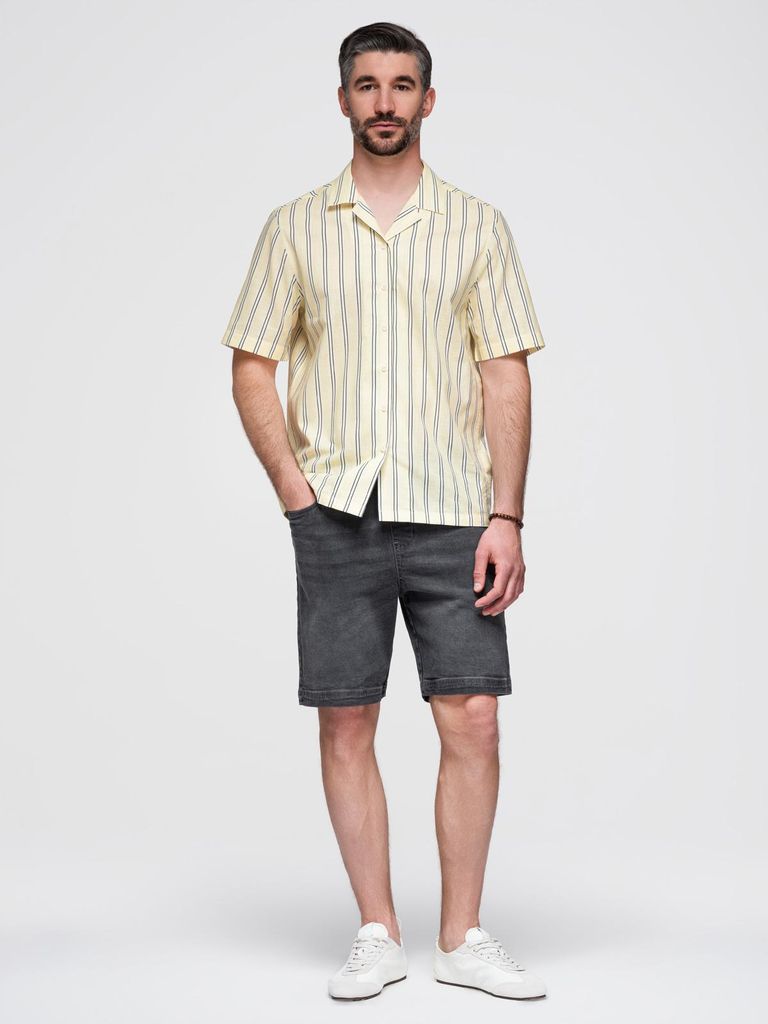 Ombre Jeansshorts mit elastischem Bund und Wascheffekt grau M