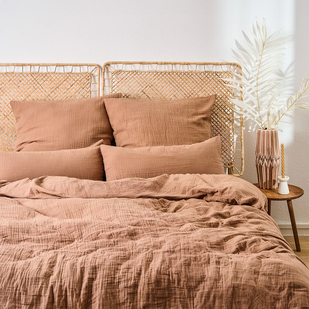 Biancheria da letto in mussola Blumtal 135x200 cm - cotone/copripiumino 135 x 200 + federa 80x80 rame