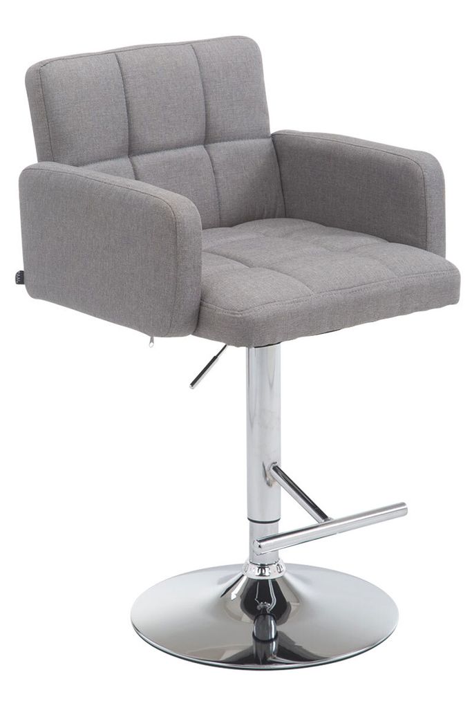 CLP Barhocker Los Angeles, Stoff höhenverstellbar und drehbar Farbe grau Gestell Farbe chrom