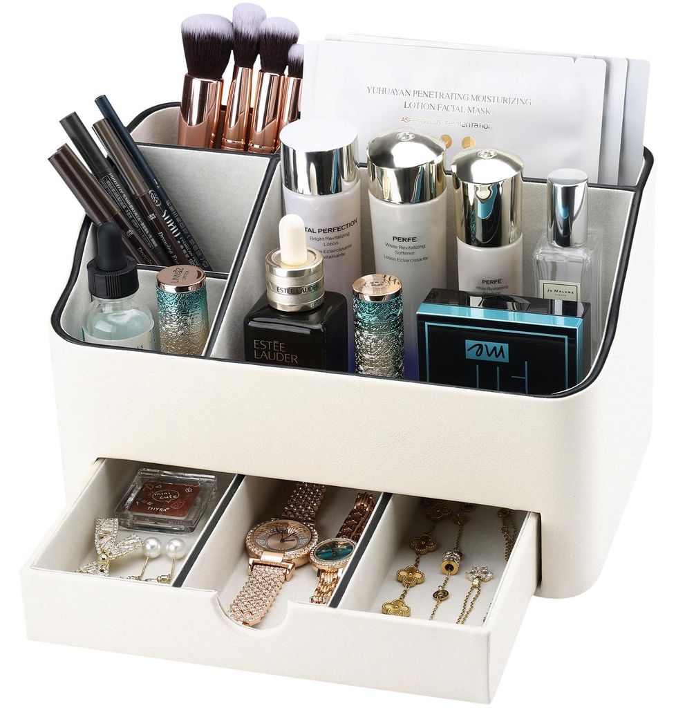Make-up-Organizer mit Schublade, kompakter Beauty-Organizer für den Schminktisch, Hautpflege-Organizer aus Kunstleder, das beste Geschenk für Fra...