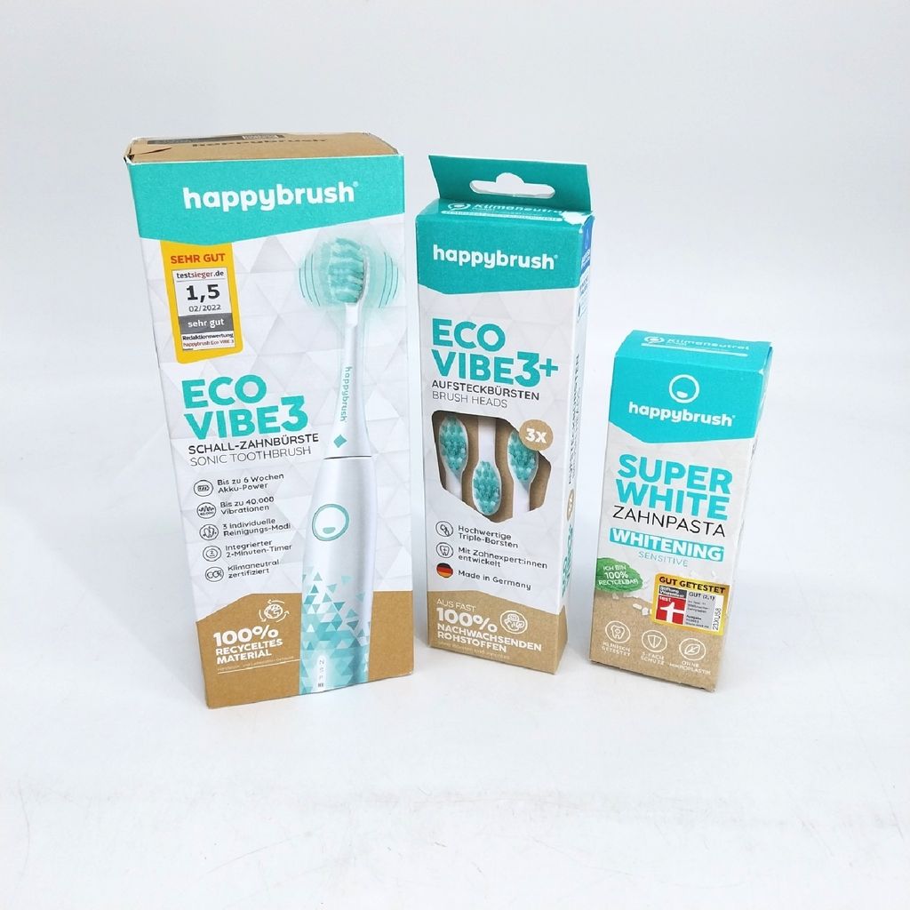 happybrush Elektrische Zahnbürste ECO VIBE 3 PowerHülle Elektrisch Grün Healthy
