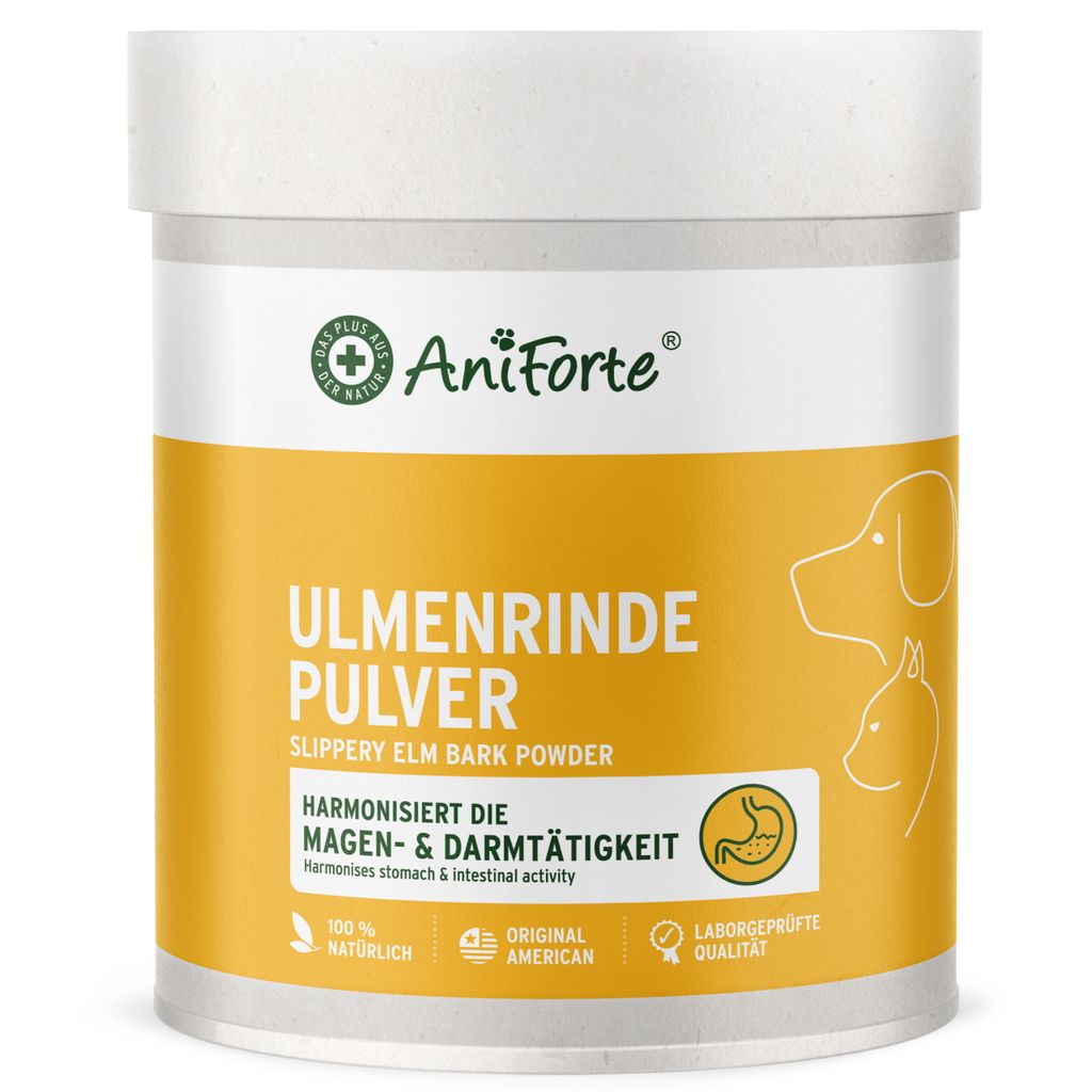 AniForte amerikanische Ulmenrinde Pulver für Hunde und Katzen 250g - Slippery Elm Bark, Naturprodukt unterstützt Darmflora & Magen-Darm-Trakt