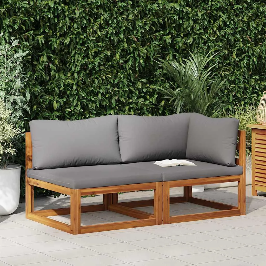 Set Luxury Divano 2 Posti Acacia Massiccia | Cuscini Grigio Antracite