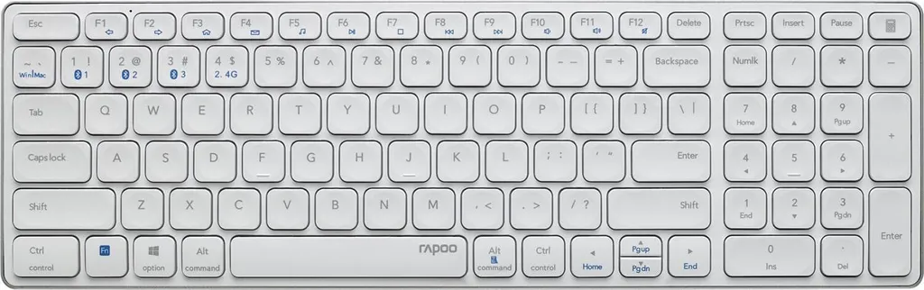 Clavier Ultra-plat Rapoo E9700M sans fil Bluetooth, Finition Blanche