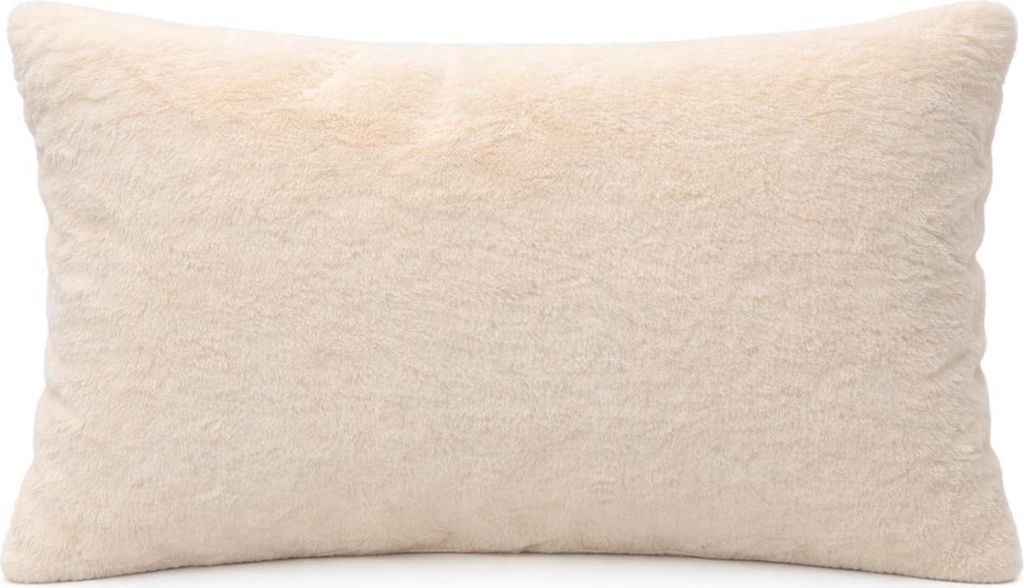 Dekokissen 30x50cm ohne Füllung Creme PLÜSCH Bär Schlicht Kunstfell Sofakissen Kuschelkissen Flauschig Robust