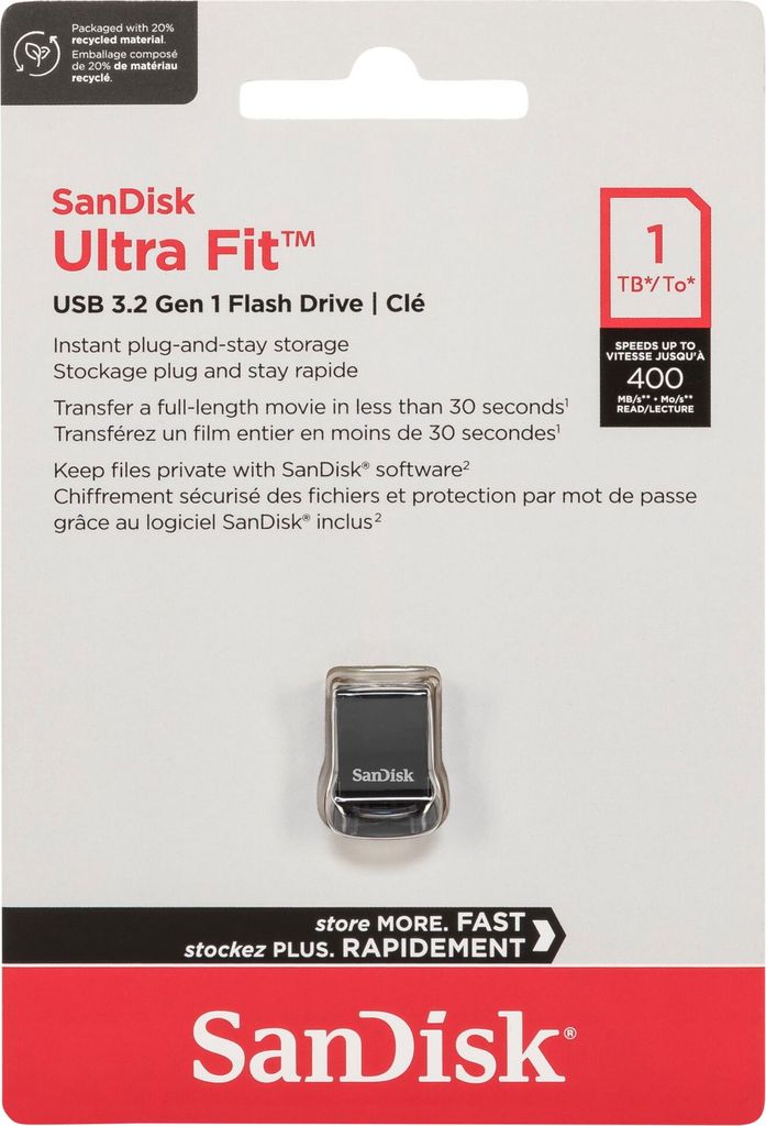 Sandisk USB Stick 1TB Speicherstick Cruzer Ultra Fit schwarz USB 3.2 Gen. 1x1 USB-A