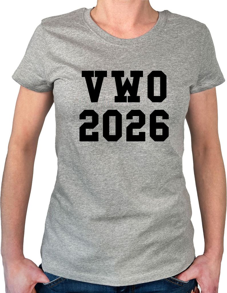 Huuraa Oberteil VWO 2026 Abschluss Niederlande Geschenk Größe XS Sport Grey Bio Baumwolle Fairtrade VWO 2026 Aufmerksamkeit