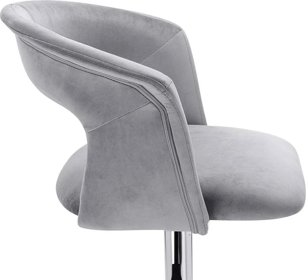 Sedia da Scrivania Ergonomica DeLuxuriös Velluto Grigio Design Moderno - 3