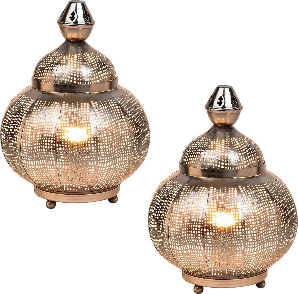 Marrakesch 2er Set Orientalische Deko Tischlampe Nachttischlampe 32cm groß | Boho Tischleuchte Lampe im Wohnzimmer Schlafzimmer & Kinderzimmer | T...