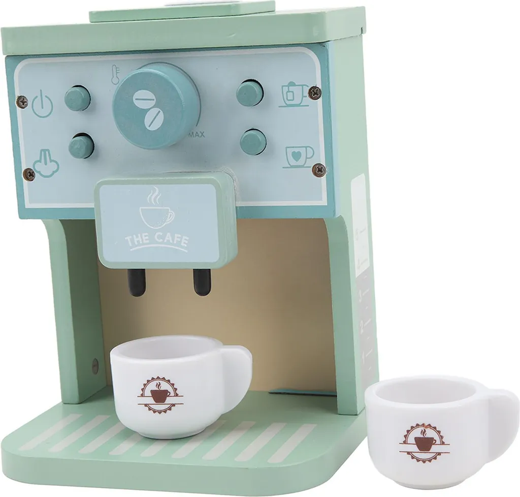 Machine à Café Jouet en Bois Éducative avec Tasses et Lait pour Enfants