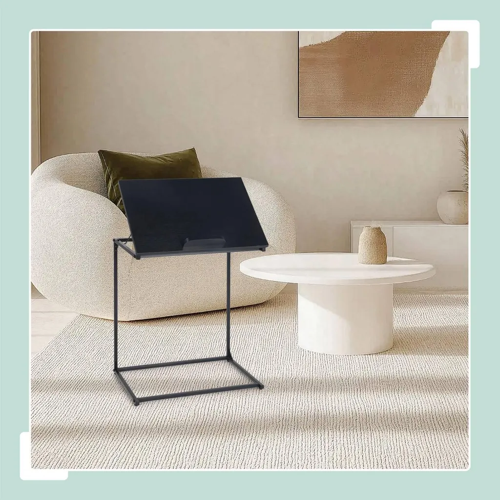 Support d'Ordinateur Inclinable et Table de Lit en C - Design Anthracite - 2