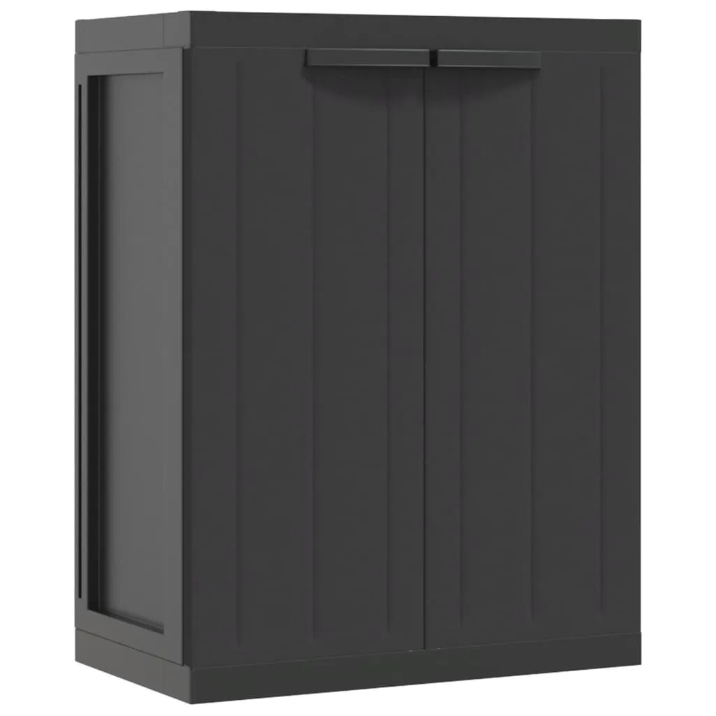 Armoire basse extérieure en PP noir imperméable avec étagère réglable