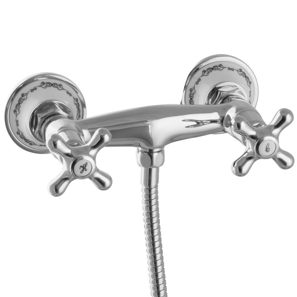 PaulGurkes Nostalgie Retro Duschset Aufputz Duschstange Duscharmatur