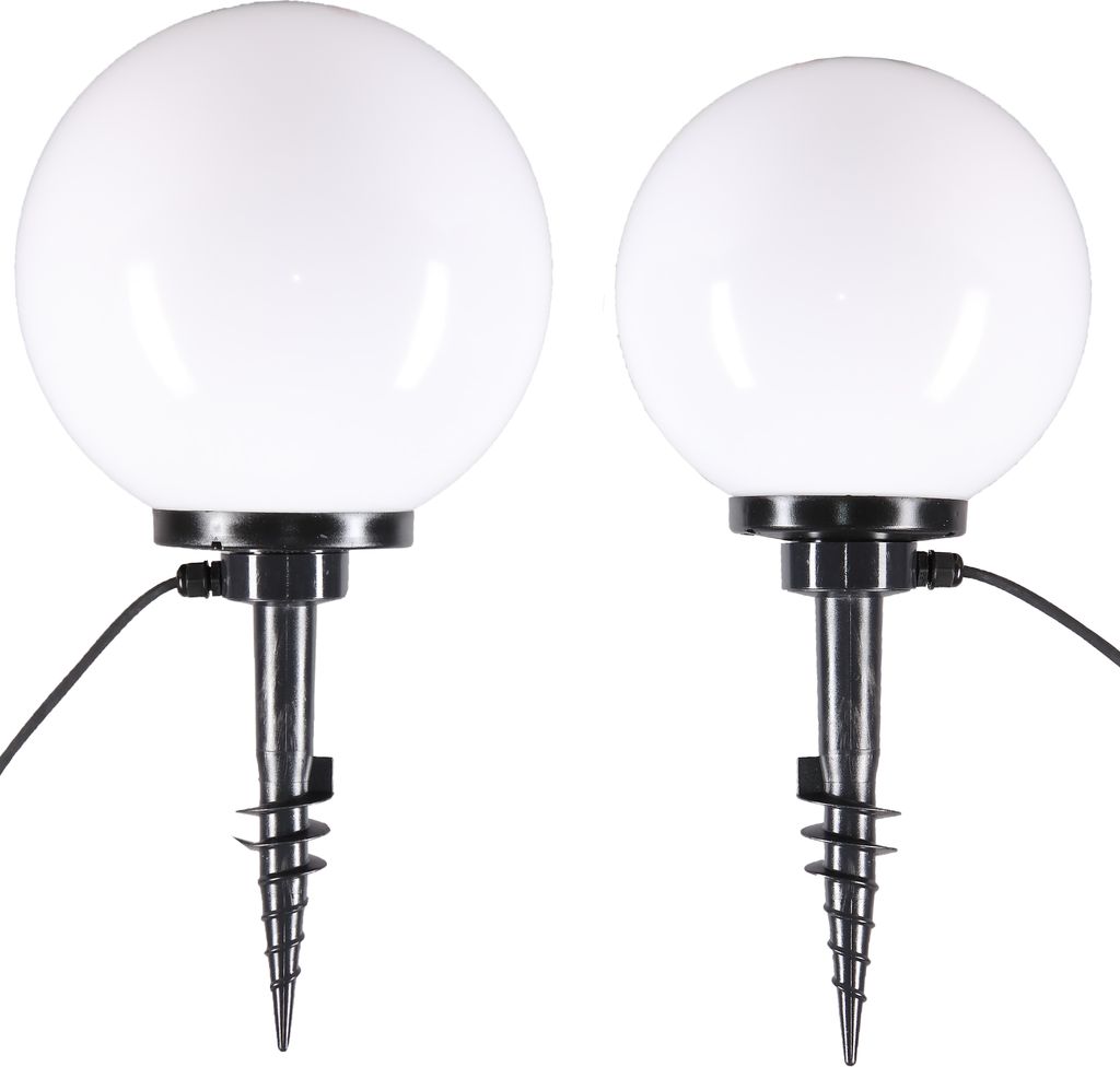 Kugelleuchten Außenlampe Kugellampe Erdspieß 2er-Set Ø 25/30cm Außenleuchte