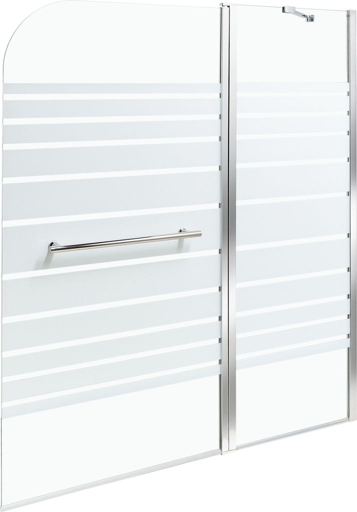 BELIANI Badewannenaufsatz Silber Sicherheitsglas u. Aluminiumprofil 140 Hoch 120 cm Breit 2-Teilig mit Schwingtür Griff Festteil Modern für Badez...