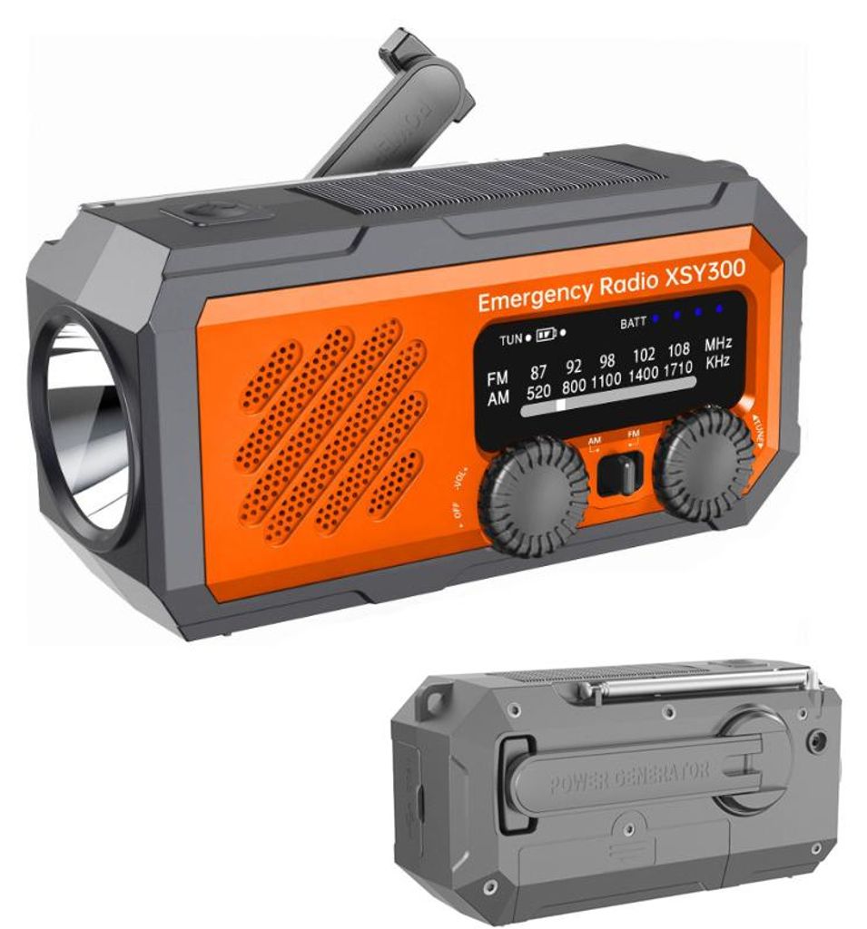 ZELURXX Tragbares Kofferradio mit Zeiger, 3-Band Radio, eingebauter Lautsprecher – ABS-Material, für Zuhause und Outdoor, Orange