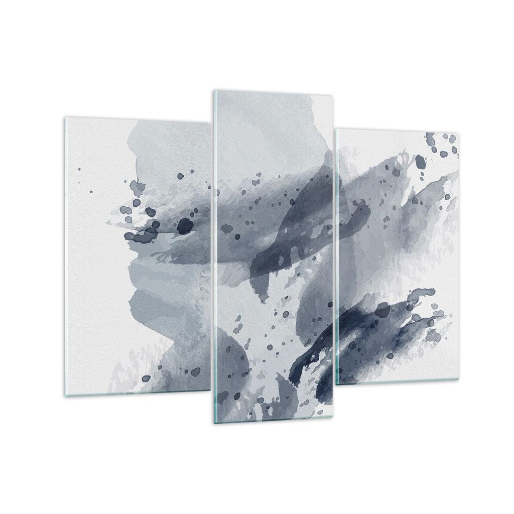 Bilder auf glas - 3 Teile - Abstraktion Blau Minimalismus - 130x100cm - Glasbilder - Wandbilder - Bilder - Wanddekoration aus Glas - Glas Bilder - ...