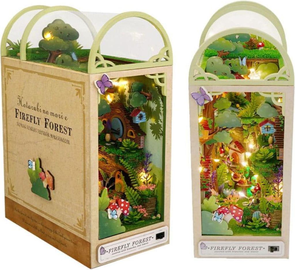 Habarri | Miniaturhaus - DIY-Puppenhaus - Holzhaus mit Möbeln und LED-Beleuchtung - Geschenk für Kinder - Der verzauberte Wald