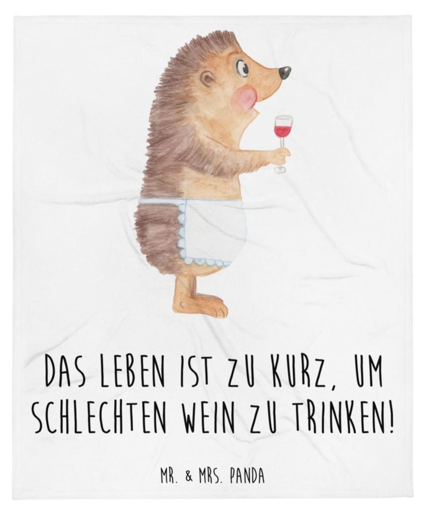 Mr. & Mrs. Panda Kuscheldecke Igel Wein - Weiß - Geschenk, Flauschige Decke, Weintrinker, Weinglas, Spruch, Sofaüberwurf, Wohndecke, Weinliebhabe...