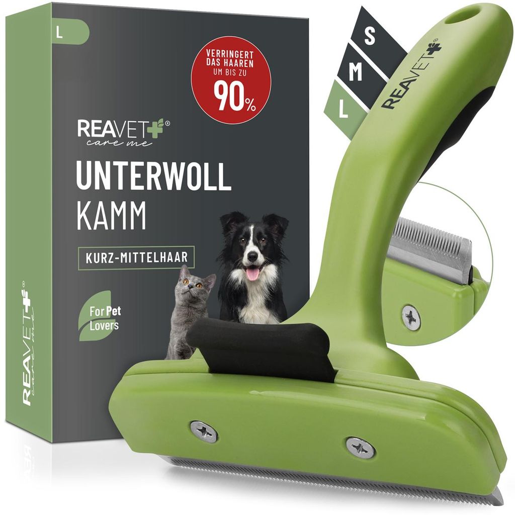 REAVET Unterwollkamm für Hunde & Katzen Kurzhaar I Große Produktbild 